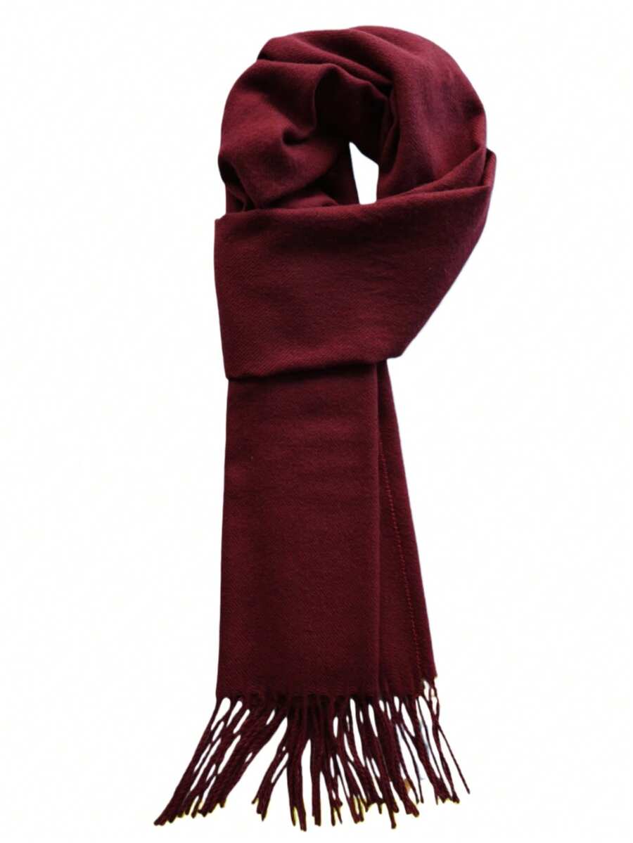 soft-solid-burgundy-knitted-tassel-scarf-for-winter